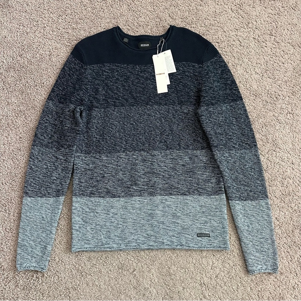Hudson Gray Gradient Knit Pullover Sweater Mens S